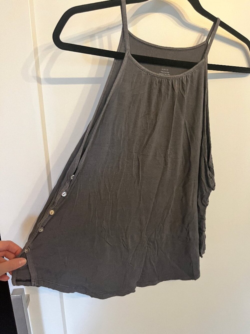 American Eagle Soft & Sexy Button Tank Charcoal Gray Size M